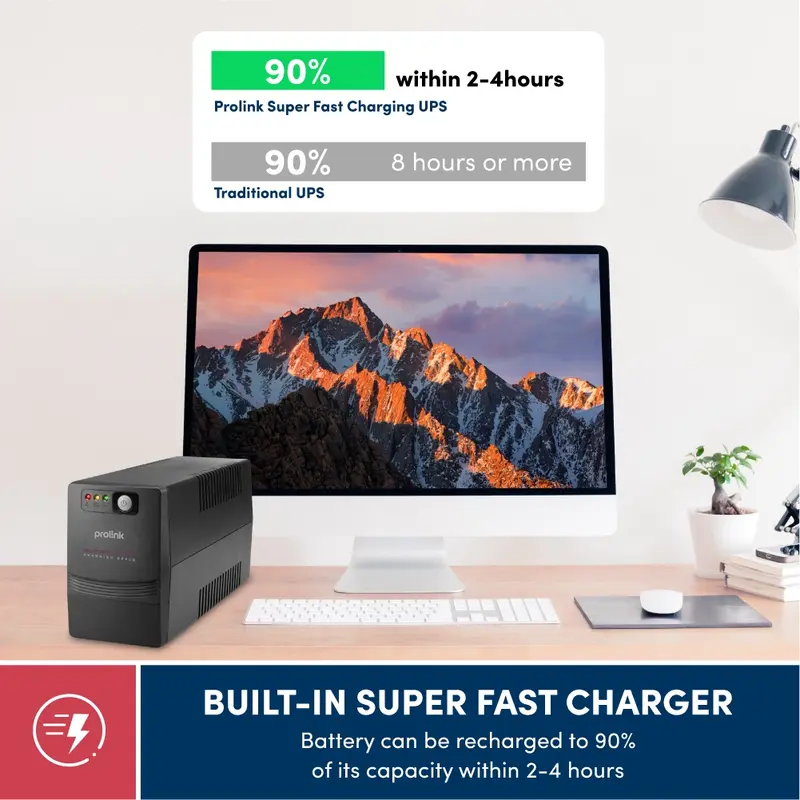 Prolink PRO 700SFC 650VA 360 Watt Super Fast Charging Line Interactive Universal Power Socket UPS PRO700SFC 4