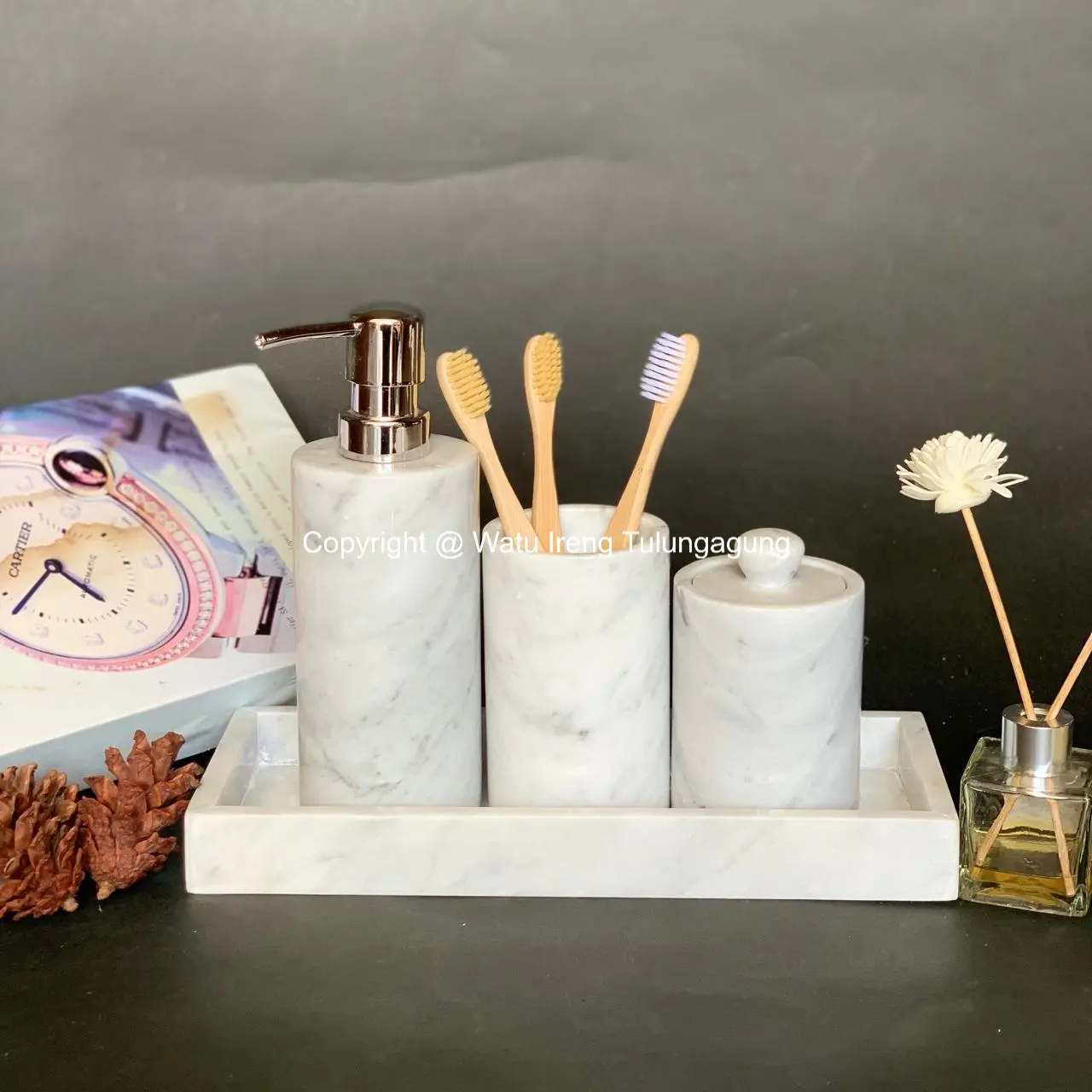 BATHSET MARMER CARARA IMPORT | ONE SET  TOILETRIES SET CARARA
