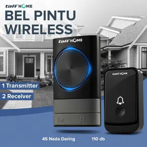 DOOR BELL WIRELESS WATERPROOF BEL PINTU PAGAR RUMAH TANPA KABEL 1 / 2 RECEIVER JARAK JAUH PLASTIK