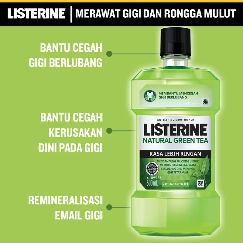 LISTERINE Green Tea Mouthwash 500ml (Isi 2) - Obat Kumur Antiseptik 5
