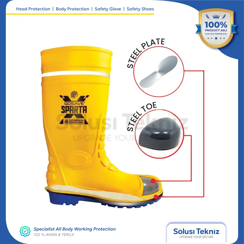 Sepatu Boot Safety Proyek Ujung Bawah Besi Steel Toe Gosave X Sparta safety  gear 2