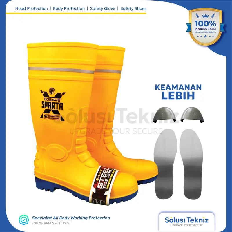 Sepatu Boot Safety Proyek Ujung Bawah Besi Steel Toe Gosave X Sparta safety  gear 1