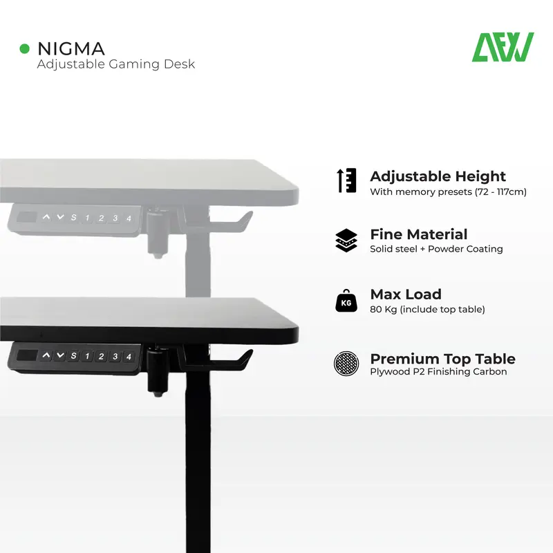 Nigma Meja Gaming Elektrik Otomatis Adjustable Table EL04-EG1460 Furniture 3