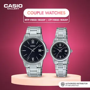 Jam Tangan Couple Casio MTP-V002D-1B3UDF x LTP-V002D-1B3UDF Analog Watch