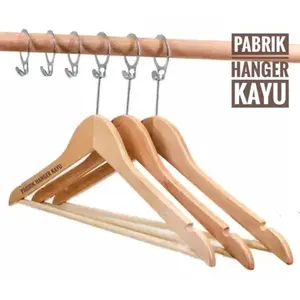 HANGER PAKAIAN KAYU NATURAL ANTI THAFF