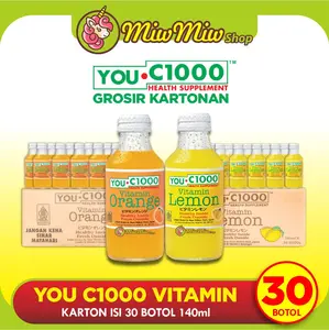 You C1000 140 ml - VITAMIN C 1000 GROSIR KARTON (Orange/ Lemon/ Apple/ Mango) isi 30 botol kaca