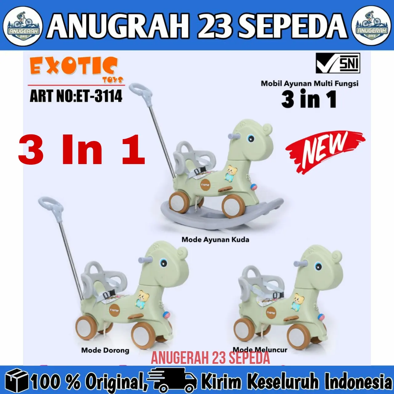 Mainan Jungkat Jungkit Kuda  Anak ET-3114 Ride On 3 In 1
