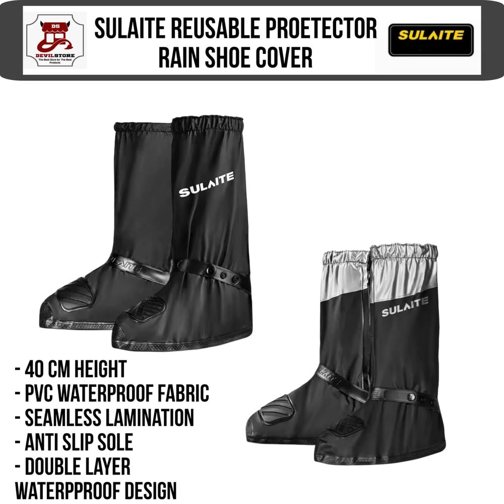 Sulaite PVC Anti Slip Rain Shoe Proctector Waterproof Cover Pelindung Sepatu Hujan - Hitam, S
