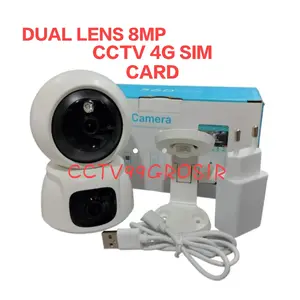 CCTV 4G Sim Card Baby Cam Indoor 2 Lens Dual Kamera Wifi IP Kamera 8MP