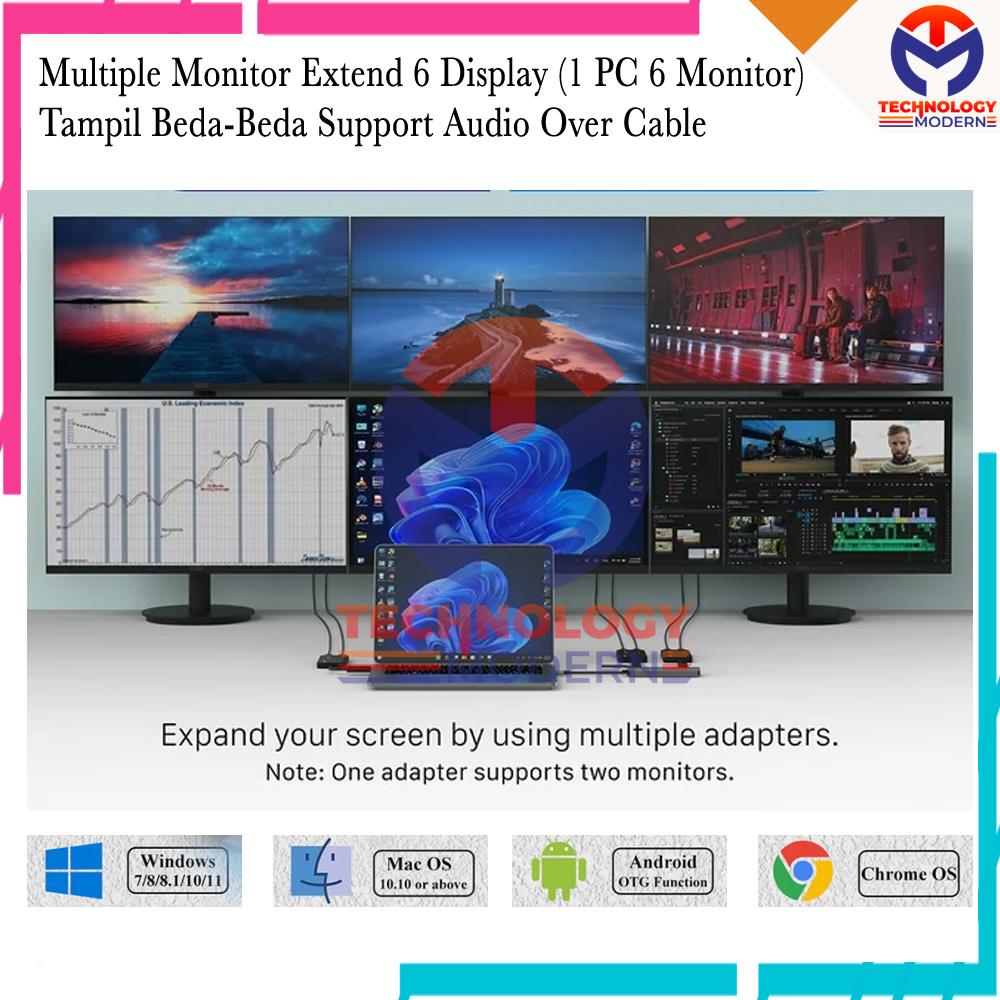Multiple Monitor Extend Display Up 6 Monitor dengan 1 PC 1080P In USB