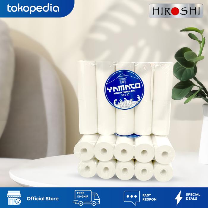 Gambar (Paket 30Roll) Kertas Thermal Paper 57x30 / 58x30 Yamato Coreless dari Hiroshi official Kota Tangerang Selatan Tokopedia