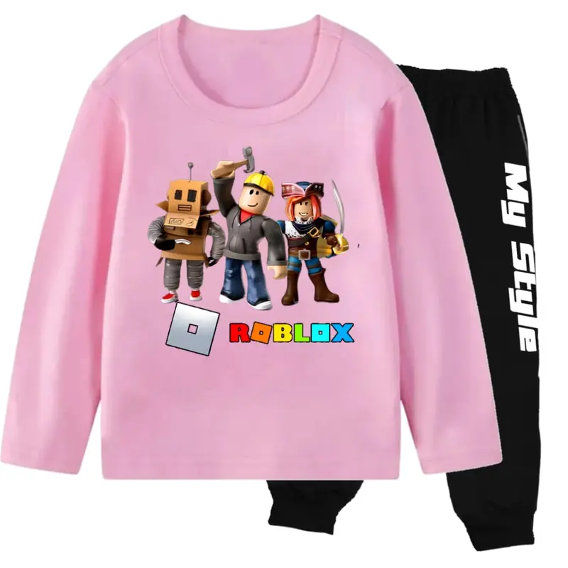 Stelan Baju Kaos Motif roblox 2 USIA 1-13 Tahun Oblong Lengan Panjang Atasan Anak Laki Laki Perempuan Kids Anak-Anak 6
