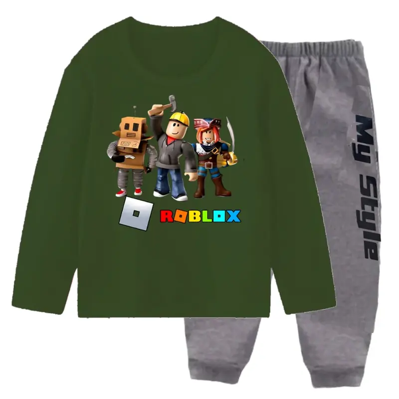 Stelan Baju Kaos Motif roblox 2 USIA 1-13 Tahun Oblong Lengan Panjang Atasan Anak Laki Laki Perempuan Kids Anak-Anak 7