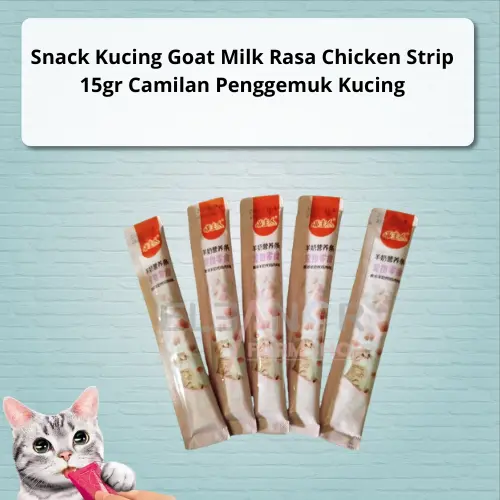 Snack Kucing Merk Goat Milk Rasa Chicken Strip 15gr