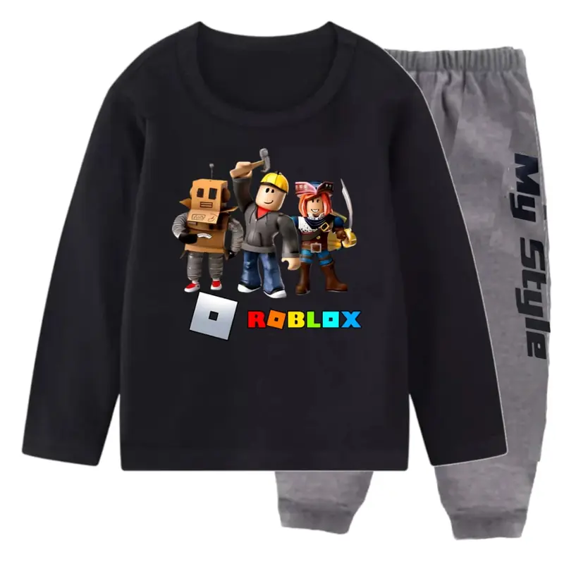 Stelan Baju Kaos Motif roblox 2 USIA 1-13 Tahun Oblong Lengan Panjang Atasan Anak Laki Laki Perempuan Kids Anak-Anak 0