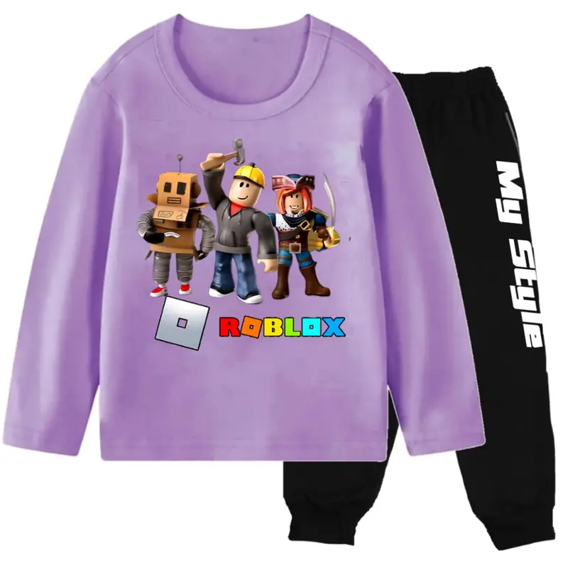 Stelan Baju Kaos Motif roblox 2 USIA 1-13 Tahun Oblong Lengan Panjang Atasan Anak Laki Laki Perempuan Kids Anak-Anak 4