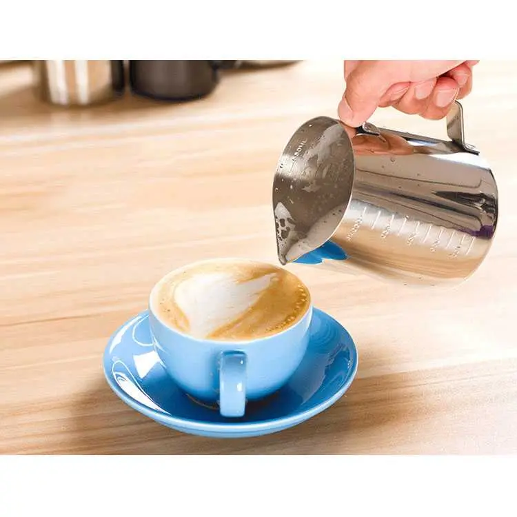 Gelas Susu Kopi Barista Dengan Takaran Frothing Foam Milk Jug Espresso Latte Art 5