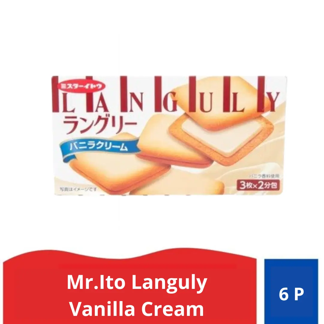 BELI 1 dapat 3 -Mr. Ito Languly Vanilla Cream Sandwich Biscuit - 6 Pcs, Biskuit Premium Jepang dengan Krim Vanilla Lembut & Creamy, Camilan Santai untuk Teman Kopi & Teh