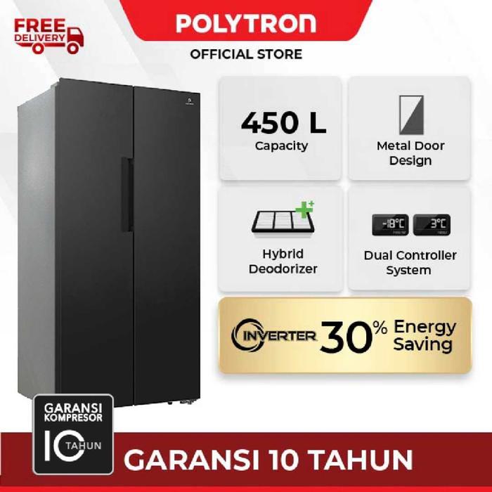 Gambar POLYTRON Kulkas Side By Side 450 liter PRS451Y dari Semeru Elektronik Solo Kota Surakarta Tokopedia