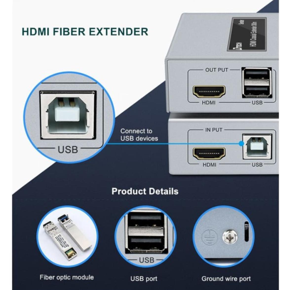 4K HDMI KVM IP Extender Over Kabel Fiber Optik OM3 Multimode 10 KM