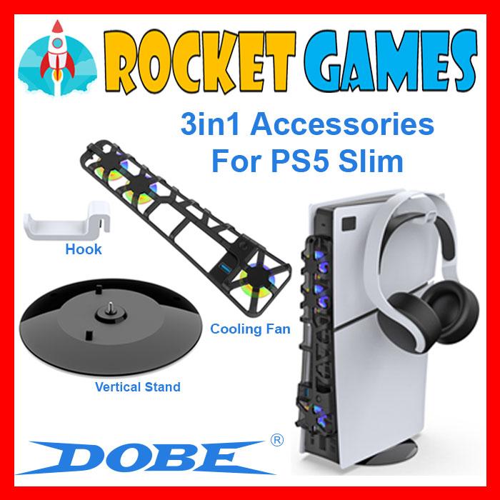 Gambar Dobe 3in1 Accessories ps5 slim Hook, Cooling Fan, Vertical Stand TP5 3538D dari Rocket Games Kota Administrasi Jakarta Selatan Tokopedia