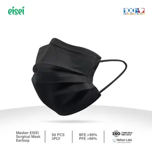 EISEI Masker Medis 3-Ply Surgical Mask Reguler ELEGANT BLACK , 50 Pcs