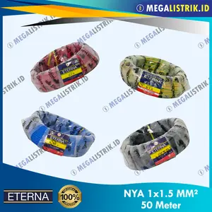 Eterna NYA 1 x 1.5 mm² ( Rol 50 Meter ) / Kabel Listrik Kawat 1x1.5 mm / Engkel 1.5mm / 1,5 mm ( 50M ) SNI