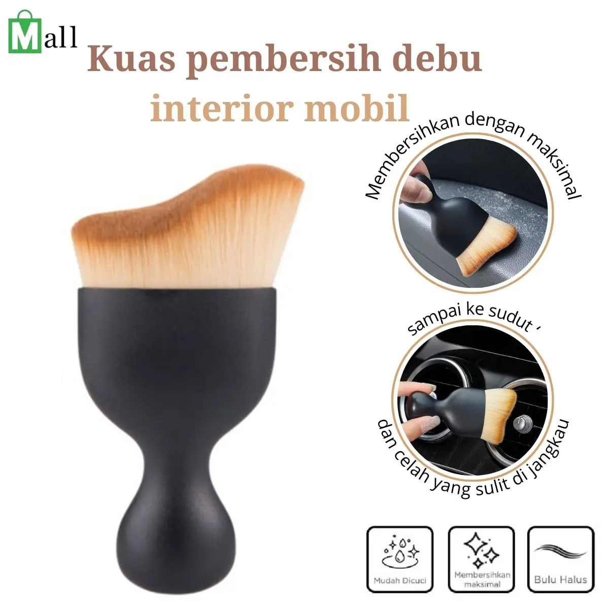 UK10 - Sikat Pembersih Interior Mobil Dengan Cover Detailing Mobil Bahan Nilon Lembut