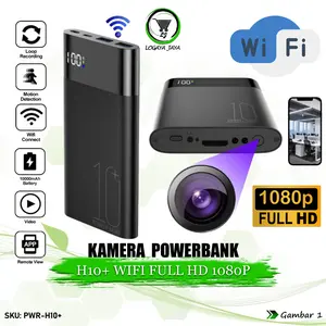 LOGAYAJAYA Kamera Powerbank H10+ Ultra Tipis 10000mAh WiFi Full HD 1080p 4K dengan Visi Malam IR 8M & Deteksi Gerakan untuk Keamanan Rumah Perekam Video Audio Multifungsi