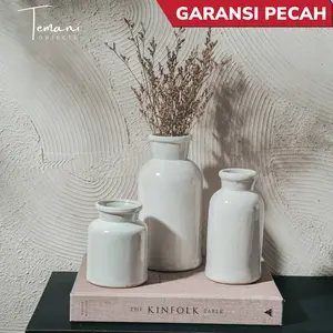 Cleo Vase - Vase Bunga Cantik/Dekorasi Bunga Estetik/ Nordic Vas Bunga/ Vas Keramik/ Vas Putih
