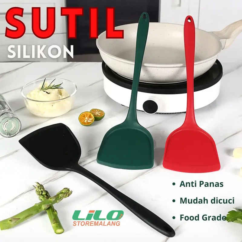 SUTIL Spatula TEFLON goreng silikon anti gores tahan panas 33cm L25 0