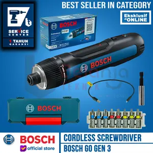 BOSCH GO Gen 3 Obeng Baterai Cordless Screwdriver 3.6 Volt Gen3 USB dengan Torque Maks 5/2 Nm dan Kecepatan No-load 306-396 rpm