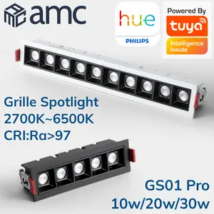 AMC GS01 Pro Dimmable Embedded Linear Grille Spotlight CRI Ra97 Ra 97+ LED Lampu Sorot Zigbee Dimmer 2700K ~ 6500K Dim