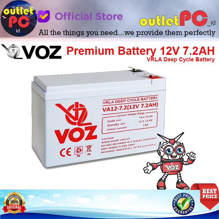 Gambar VOZ Battery 12V 7.2AH Deep Cycle VRLA Aki Baterai Kering 7.2 ah 12 V dari outletPC.id Kota Medan Tokopedia