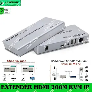 LEXCRON Extender HDMI 200M KVM IP dengan Dukungan IR Remote dan USB Mouse Keyboard Extension Plug and Play 480p 720p 1080p