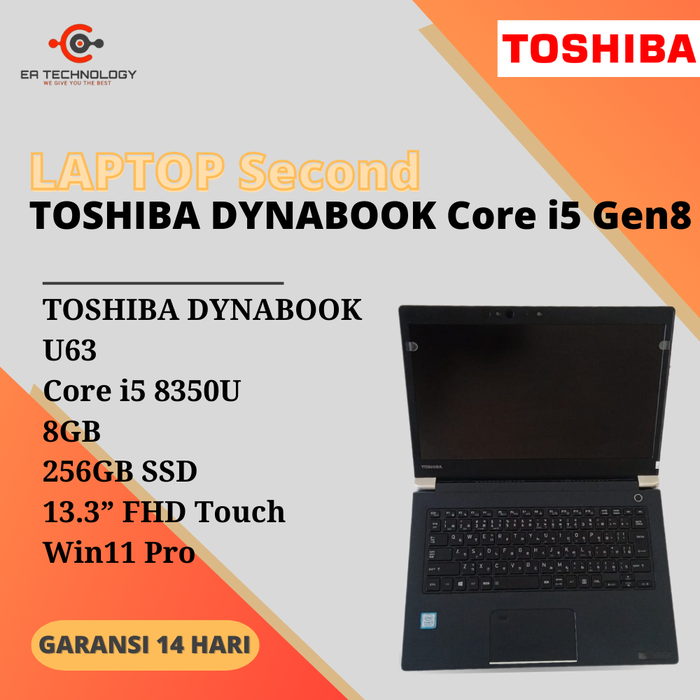 Jual TOSHIBA DYNABOOK U63 Core i5-8350U 8GB 256SSD 13.3”FHD,Touch