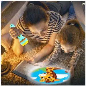 Senter Proyektor Karakter Hewan Fun Flashlight Mainan Proyektor Dengan 3 Piringan Gambar Mainan Edukasi