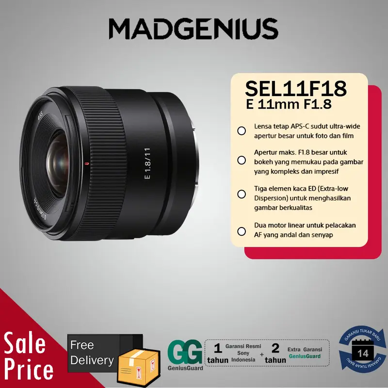 Sony E 11mm f/1.8 Lens / Sony E 11mm F1.8 / APS-C Ultra Wide SEL11F18 0