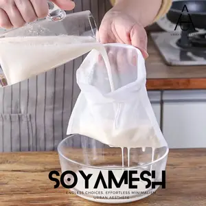 Kain Saringan Tahu Peras Penyaring Santan Jus Susu Kedelai Filter Bag Jaring Nilon Serut Reusable Mesh 300