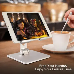 Tablet stand holder ipad 180° alumunium 4 - 10 inch portable kokoh dengan anti slip