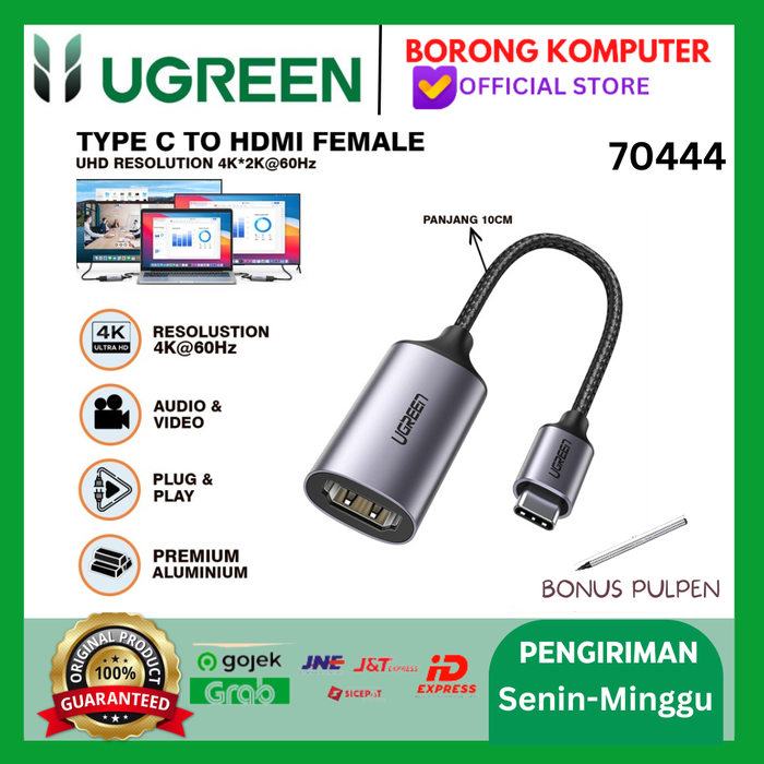 Gambar UGREEN USB C Thunderbolt 3 To HDMI Male / Female 2.0 4K 60Hz Adapter dari BORONG KOMPUTER Kota Administrasi Jakarta Barat Tokopedia