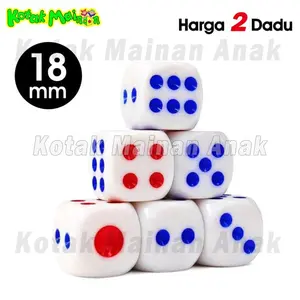 2pc Dadu Mainan PVC 18mm x 1.8cm Dice Board Games Dot Domino Remi Uno