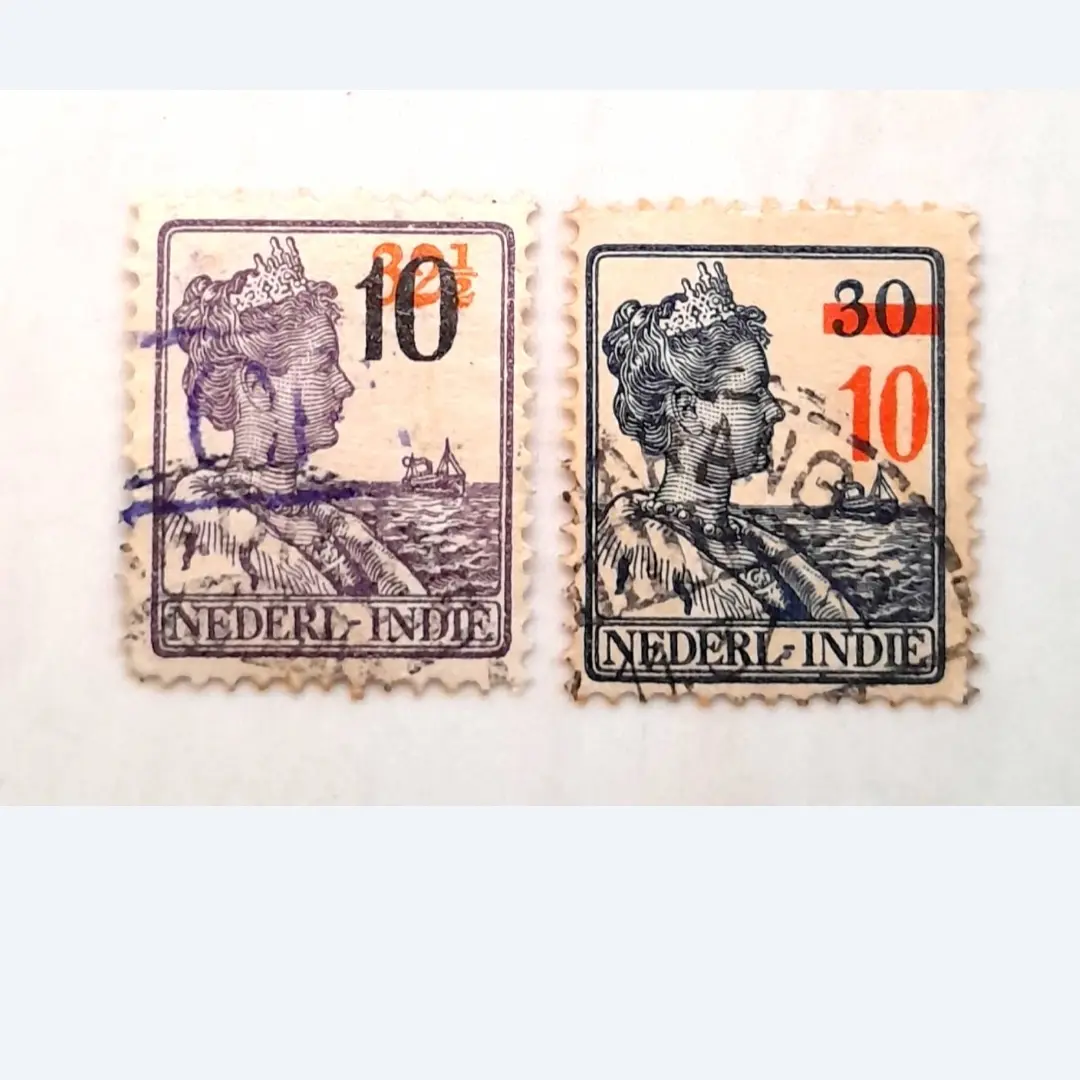 Prangko / Perangko Ned Indie 1937 Cetak Tindih Nilai Baru Set Komplit