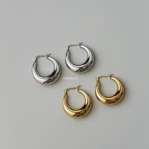 MARU | Everyday - Gold Plated Chunky Hoop Earrings - Anting Wanita