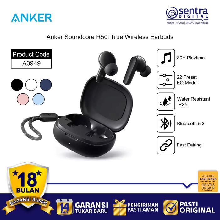 Gambar TWS Anker Soundcore R50i True Wireless Earbuds 5.3 Gaming Mode - A3949 dari Sentra Digital Kota Surabaya Tokopedia