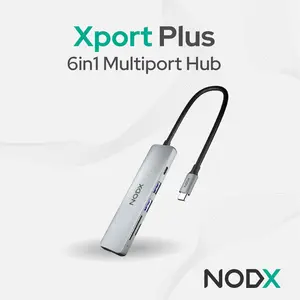 H04060 NODX Xport Plus USB Hub 6in1 Ports - USB-C (2x USB-A 3.0, SD/TF Card Slot, 1x HDMI, 1x PD)