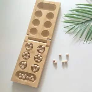 Dakon congklak kayu lipat lukis cantik+ biji dakon