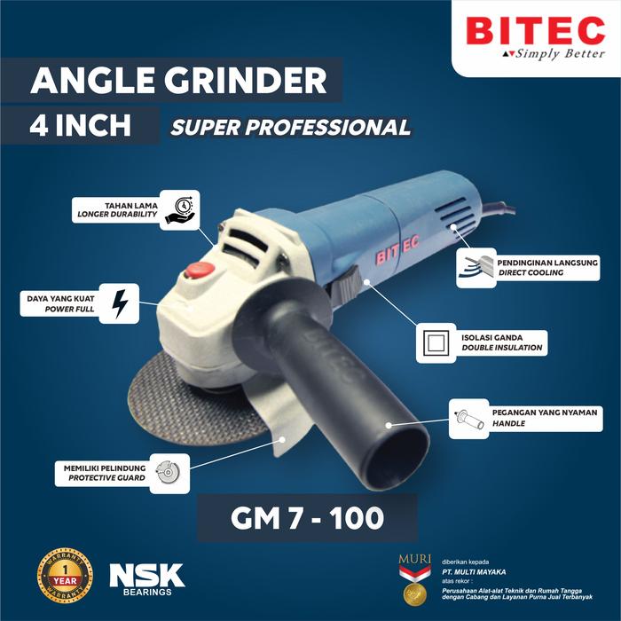Gambar BITEC - MESIN GERINDA TANGAN PROFESSIONAL / SMALL GRINDER - GM 7-100 - dari Bitec Official Shop Jakarta Timur Tokopedia