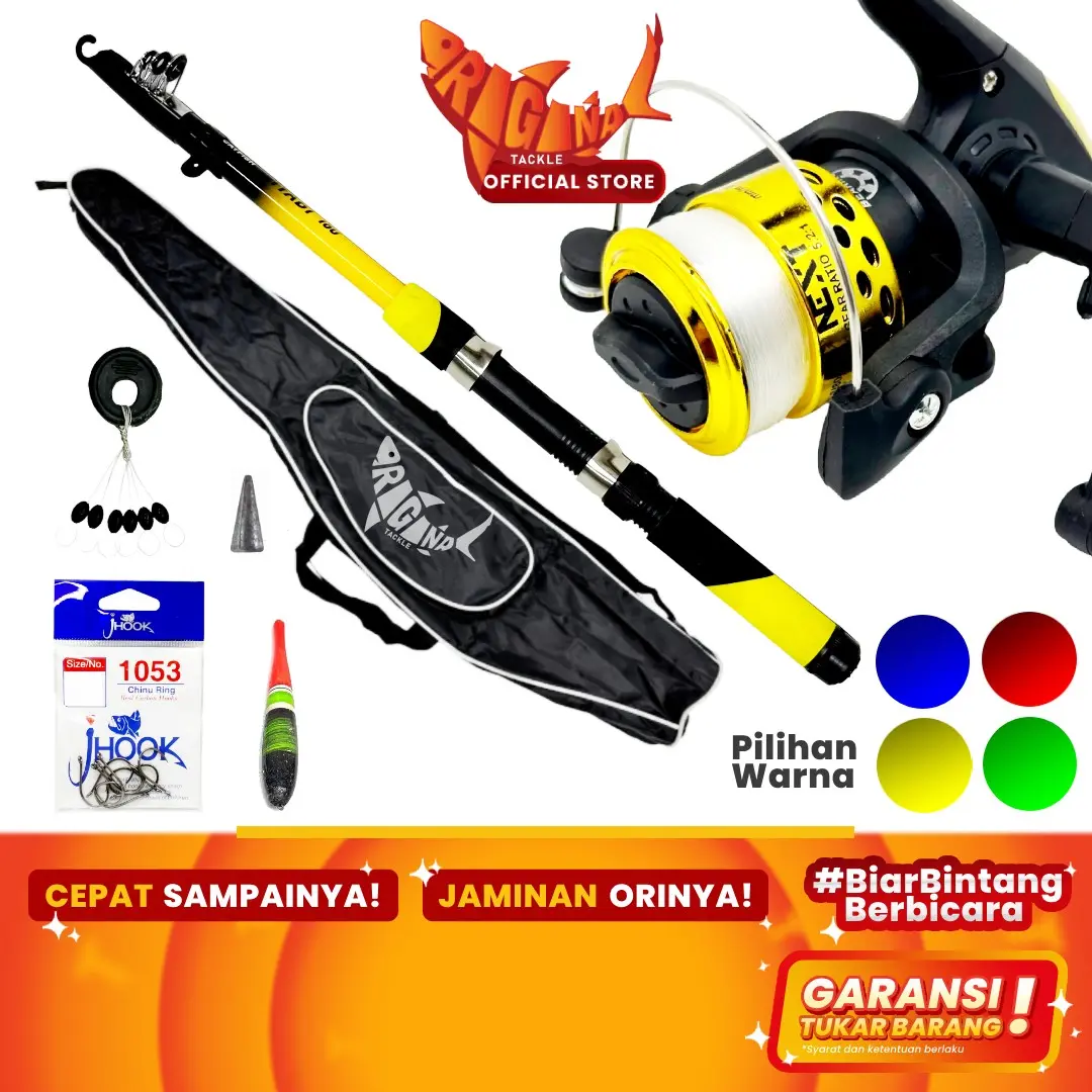 Promo Paket Alat Pancing Original Full Set Komplit Lengkap Siap Pakai Pemula Murah (Req Warna)