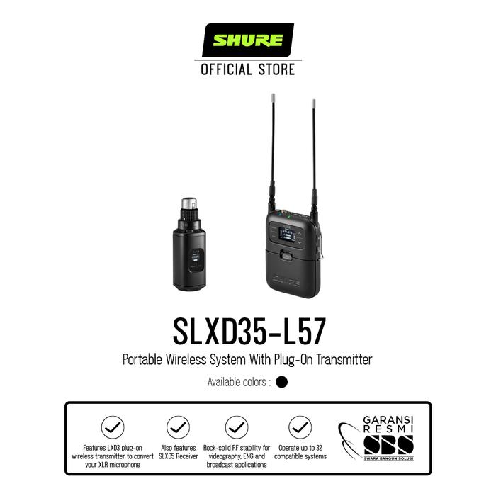 Gambar SHURE SLXD35-L57 Portable Wireless System With Plug-On Transmitter dari Shure Indonesia Official Store Kota Tangerang Tokopedia